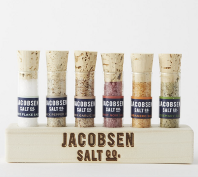 Six Vial Set Infused Salt with Wooden Stand