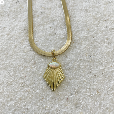Midnight Herringbone Opal Necklace