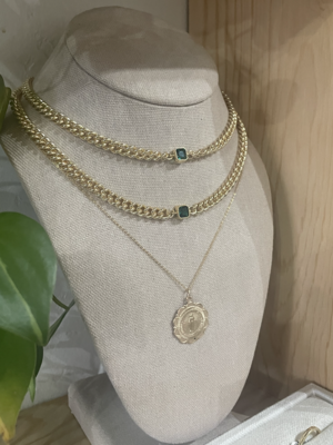 16" Night Bird Emerald Necklace