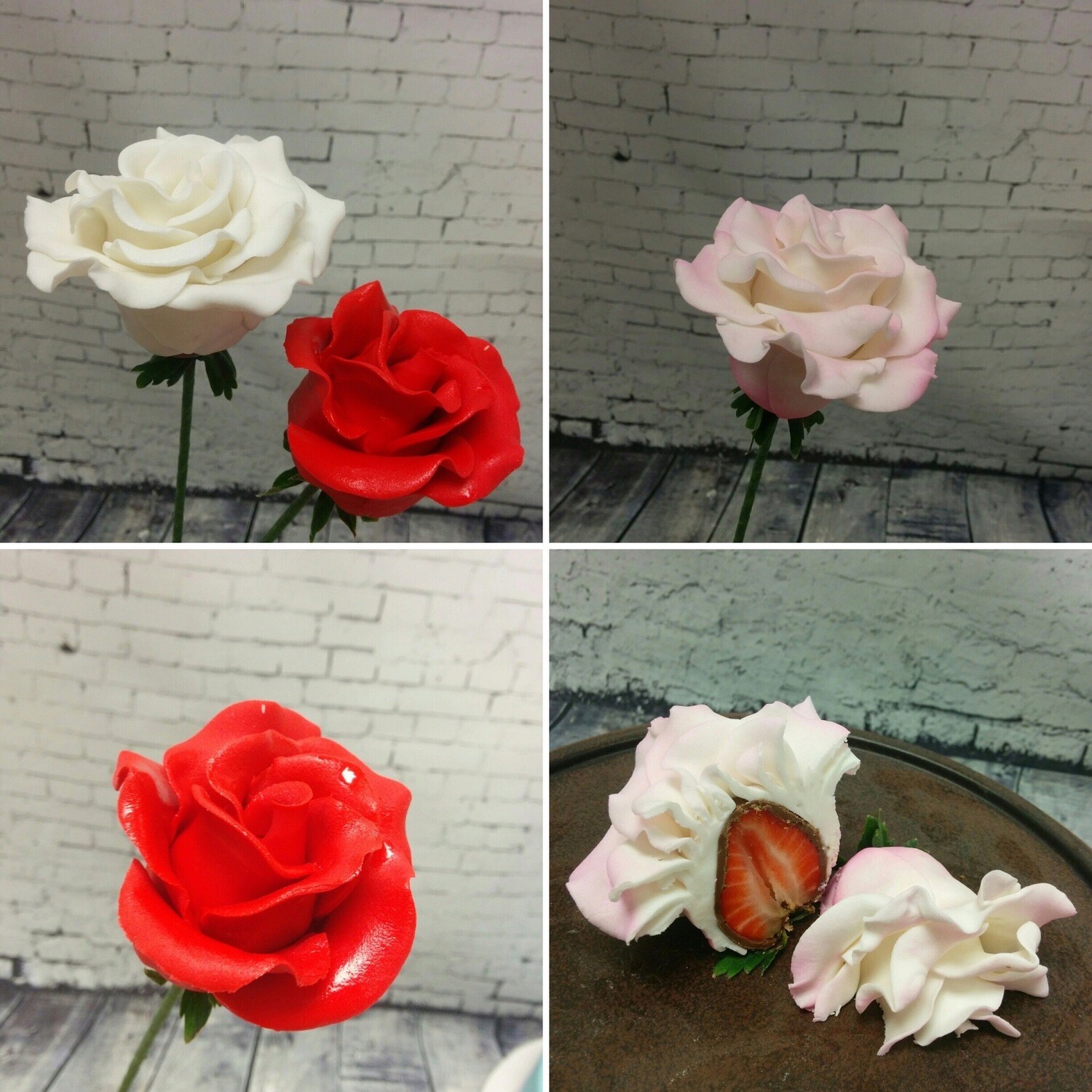 WHITE Rose chocolate dipped strawberry