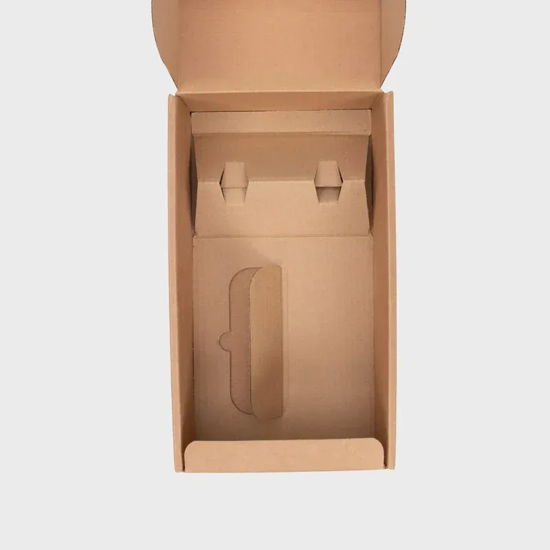 2 bottle front opening gift box lined with wood wool or shredded paper