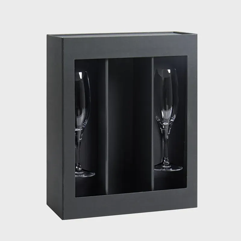 Magnetic bottle gift box with 2 Champagne flutes