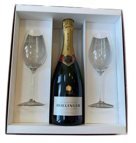 ​Bollinger Champagne Red Gift Box with 2 Elizabeth Glasses 29cl & 1 Bottle Rose NV 75cl