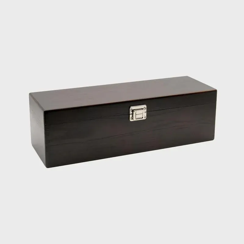 Magnum size luxury Elm wood box with black lining