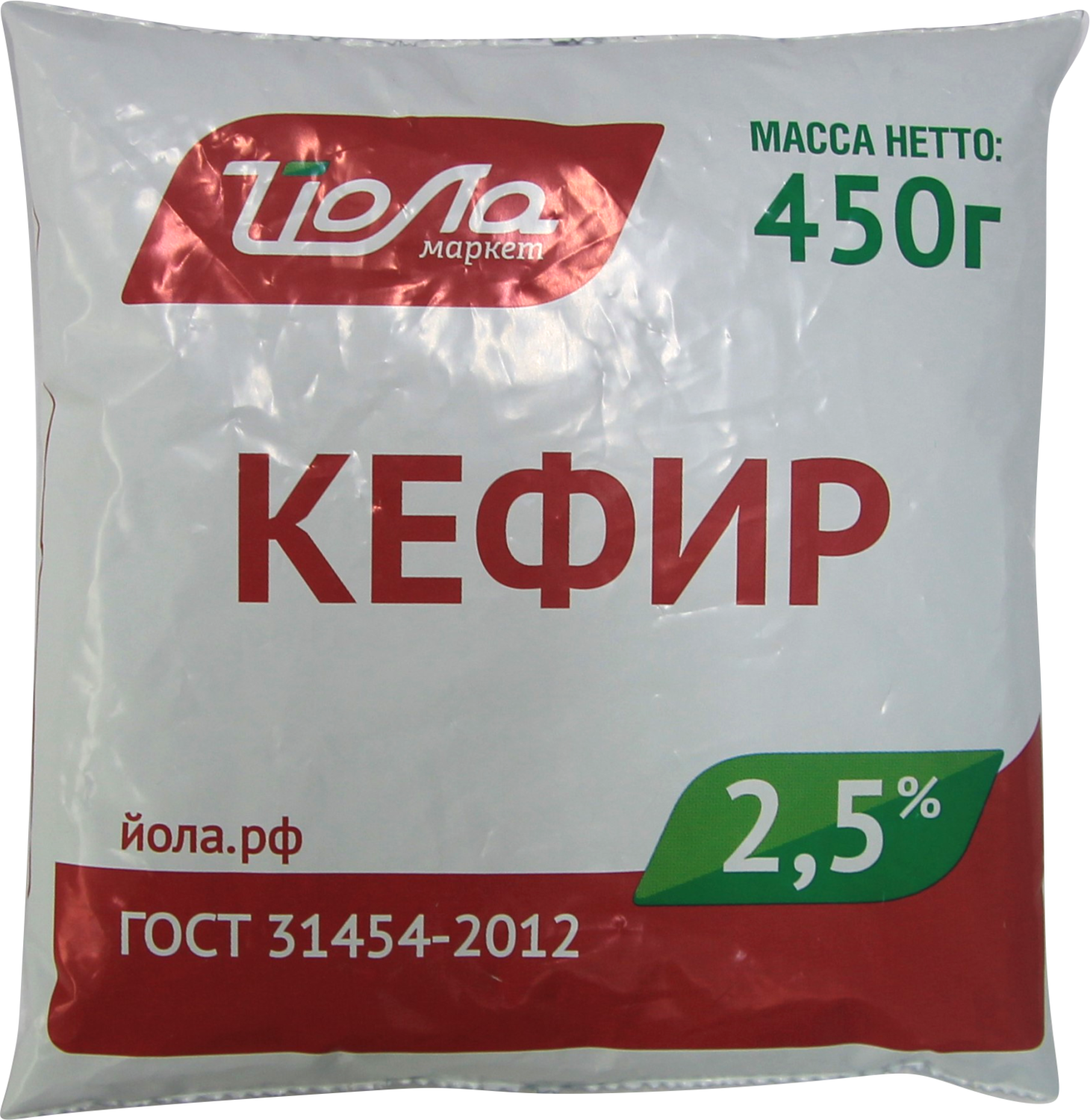 Кефир Йола 2,5% 450г п/п