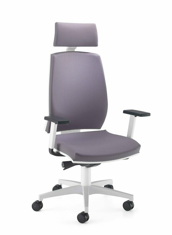 EDGE WHITE HIGH BACK, MULTI-FUNCTION ARMS. HEADREST