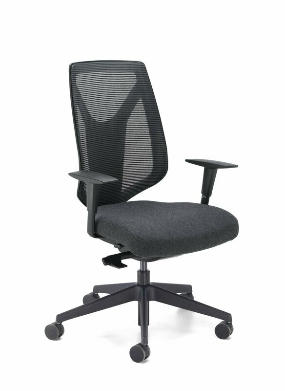 WORK MESH, WITH ARMS, BLACK BASE
