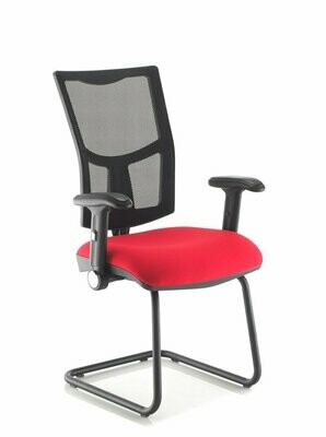 MESH CANTILEVER VISITOR CHAIR, FOLDING ARMS