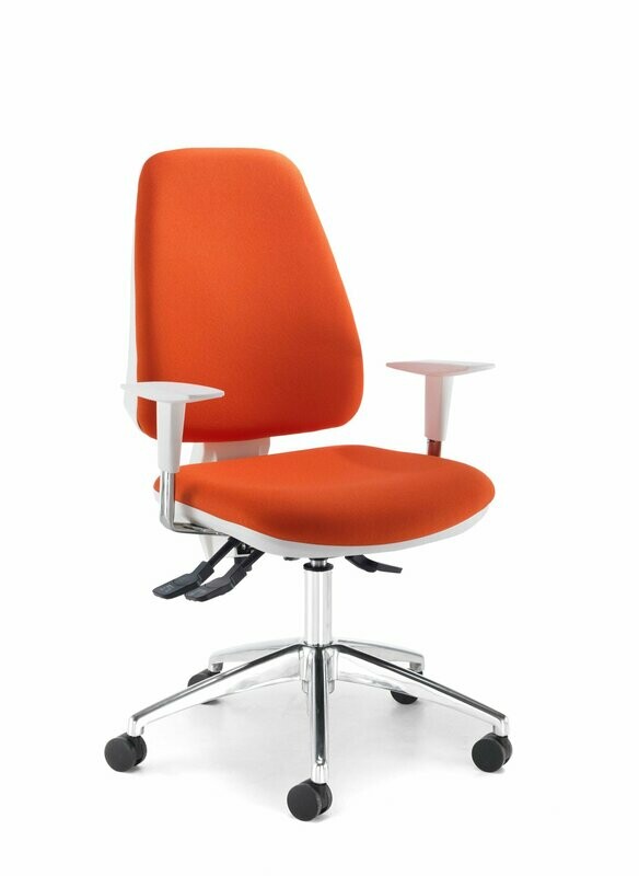 REACH WHITE, ADJUSTABLE ARMS, CHROME BASE