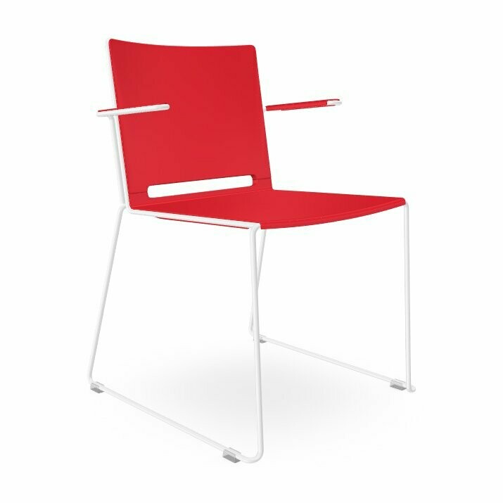 CHENCA SLED CHAIR, WITH ARMS, OPTIONS: White frame