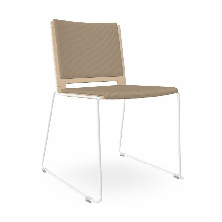 CHENCA SLED PADDED CHAIR, NO ARMS, OPTIONS: White frame