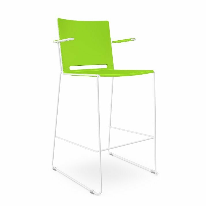 CHENCA SLED STOOL, WITH ARMS, OPTIONS: White frame