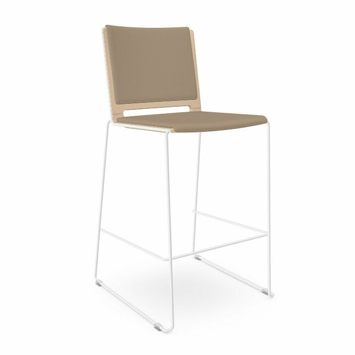 CHENCA PADDED SLED STOOL, NO ARMS, OPTION: White frame