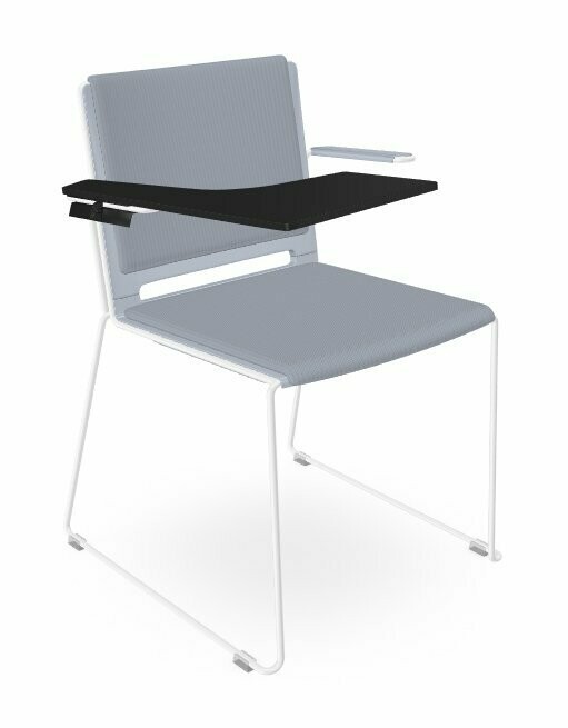 CHENCA SLED PADDED CHAIR, TABLET, OPTIONS: White frame