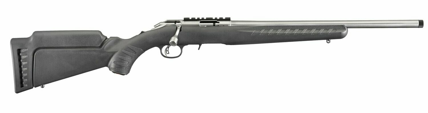 Carabine RUGER AMERICAN RIMFIRE 22LR 46cm FILETE 1/2-28 NOIRE CANON INOX