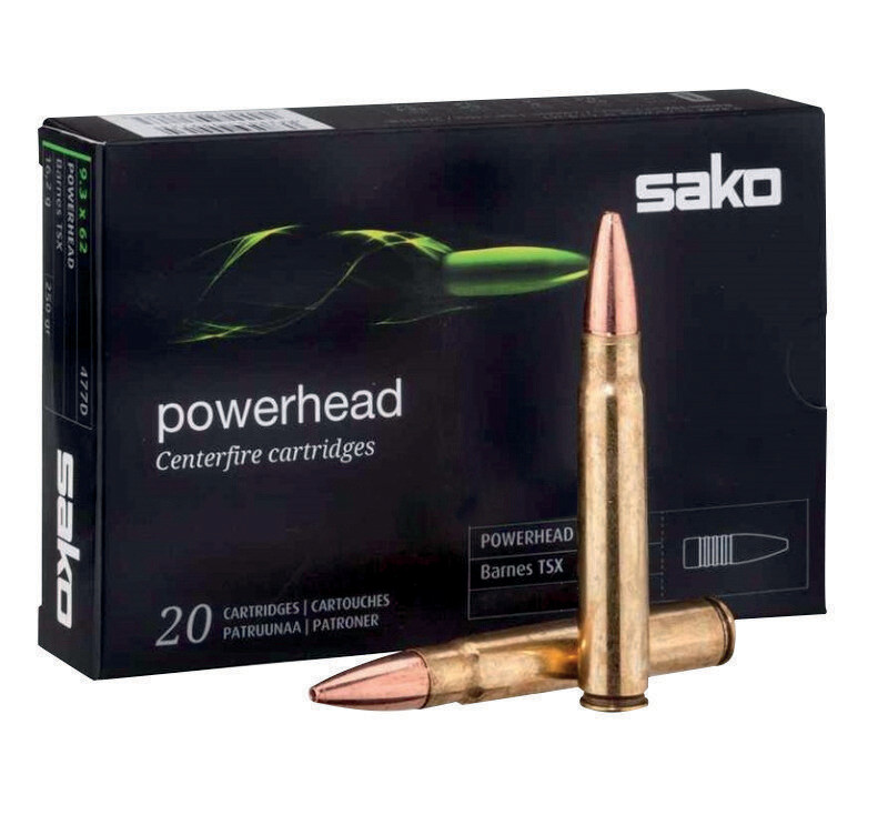 Cartouches SAKO 9.3x62 POWERHEAD 16.2G 250GR 477D