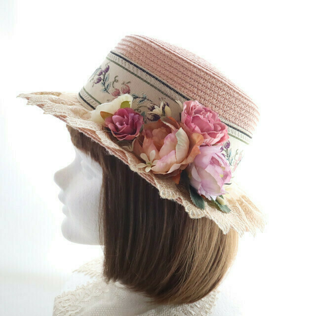 Charlotte straw hat, Color: Pink