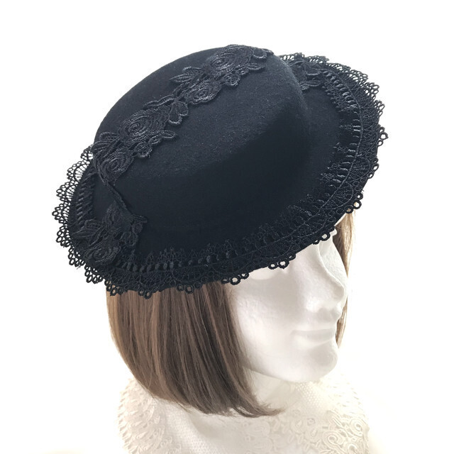 Victorian rose hat, Color: Black x black