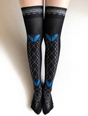 Morpho Butterfly over knee high socks