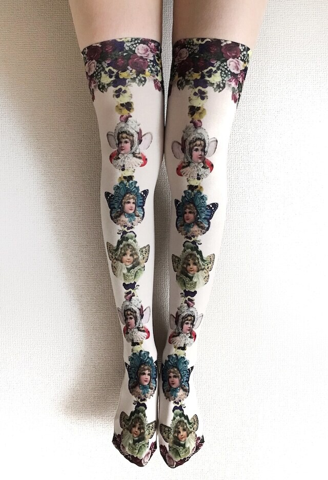 Fairy Girls over knee high socks, Color: Beige