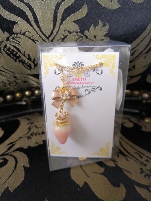 Princess Strawberry rose ribbon necklace