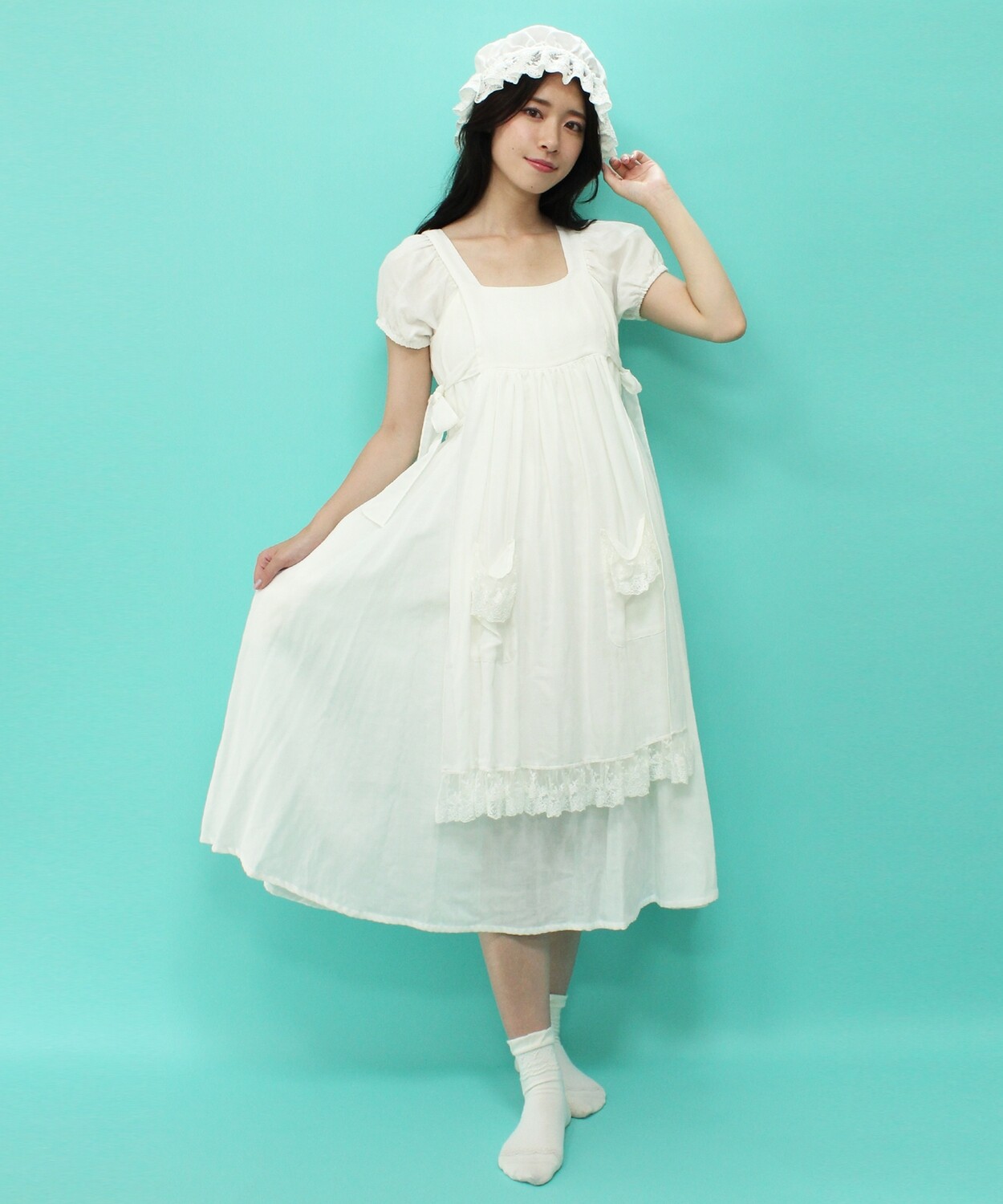 Shoelace knot high waist apron