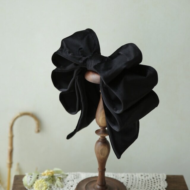 Doll Wrapping ribbon headbow, Color: Black