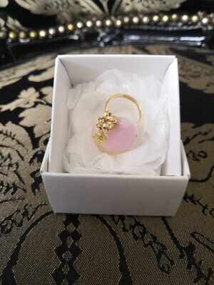 Half crown strawberry and white small flower ring