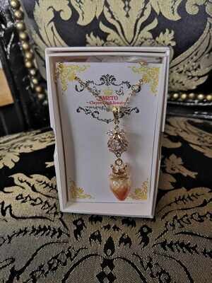 Queen strawberry necklace zirconia charm and ribbon