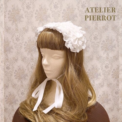 Lace-up Frill Headdress, Color: White