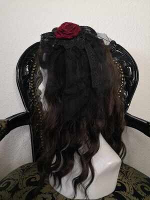 Corsage Headdress Black x wine red