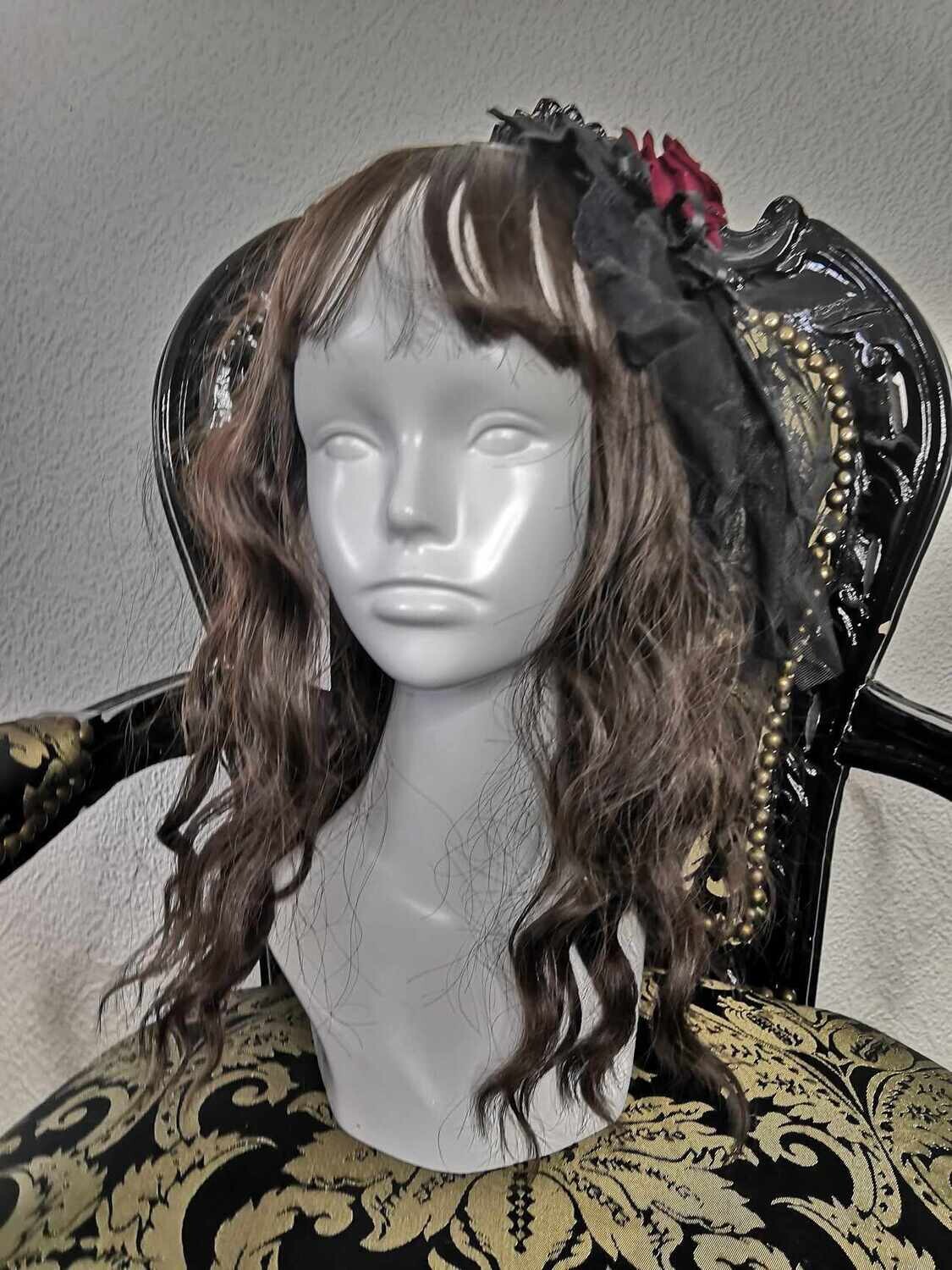 Corsage Headdress Black x wine red