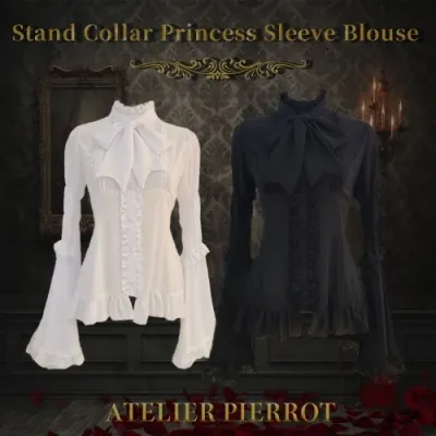 Stand Collar Princess Sleeve Blouse
