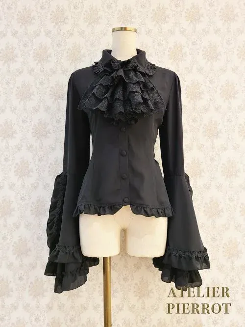 Louise Jabot blouse【New】, Color: Black