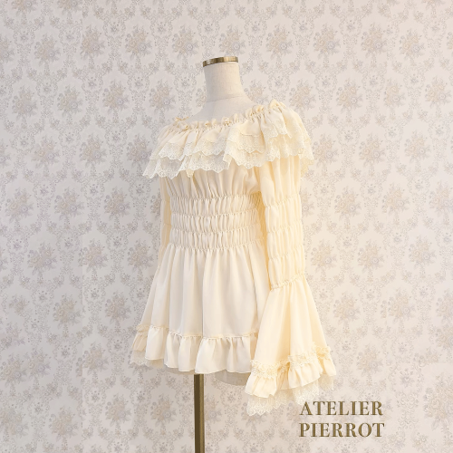 トップス samoyed Princess Shirring Lace Blouse samoyed Princess Shirring Lace Blouse