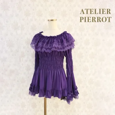 Lace shirring princess sleeve blouse