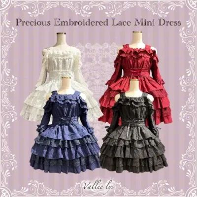【Vallée lys】Precious Embroidered Lace Mini Dress