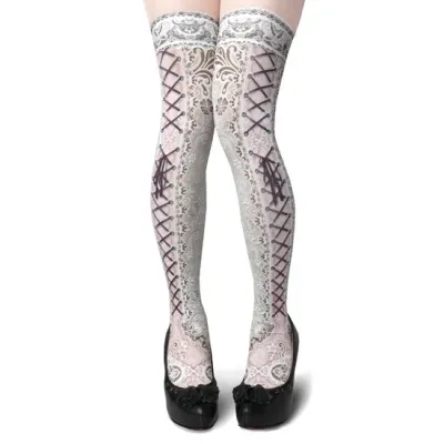 Corset over knee socks SIDE LACE-UP -IVORY-