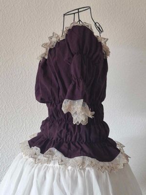 Purple Full Shirring embroidery lace blouse