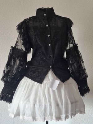 Lace embroidery blouse black