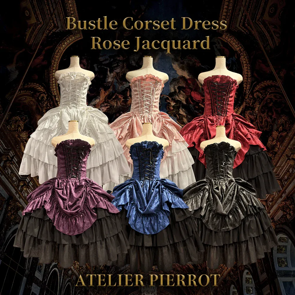 Bustle Corset Dress Rose Jacquard