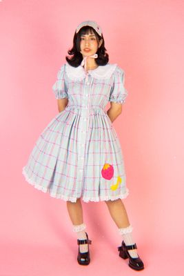 Happy tartan one piece Makoto blue