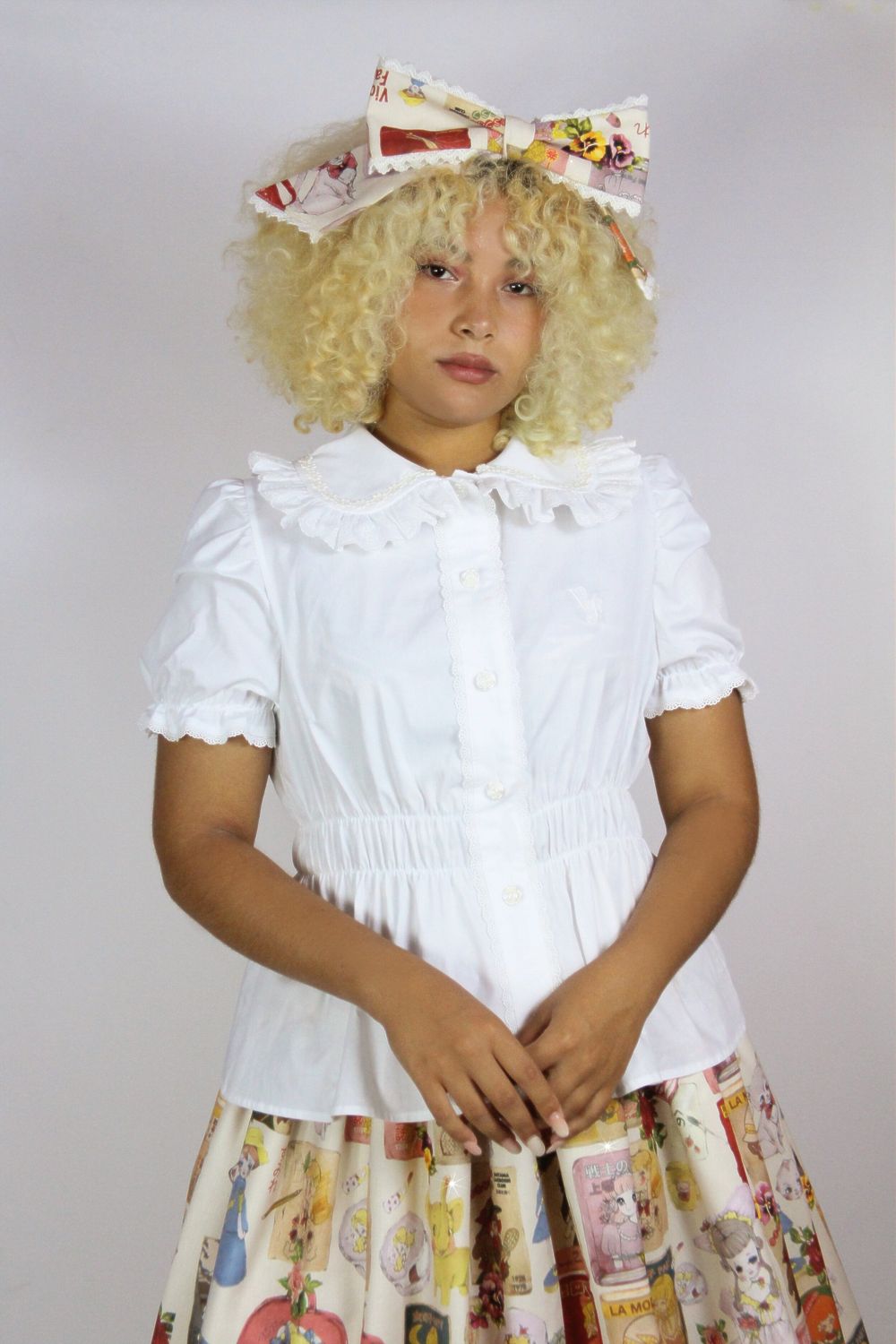 Logo Embroidery Collection Short Sleeve Blouse
