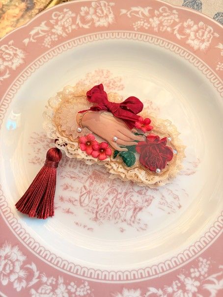 Marquise Palm series - Rose Hair clip -