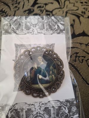 Religious Peinting glass brooch