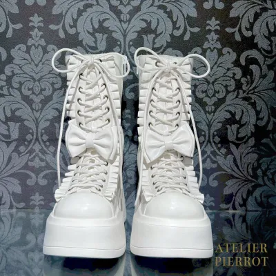 Chunky Frilled Ribbon Boots