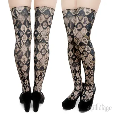 The Collector's Passage Over knee high socks Noir