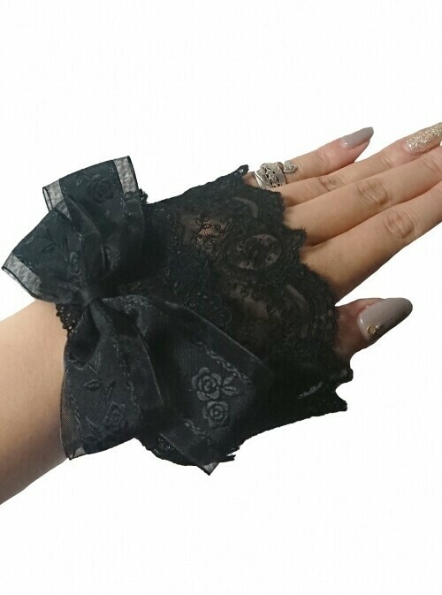 Rose ribbon lace wristcuff