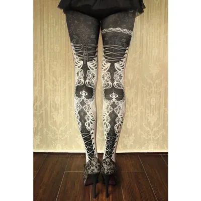 Corset tights DOUBLE LACE -white-