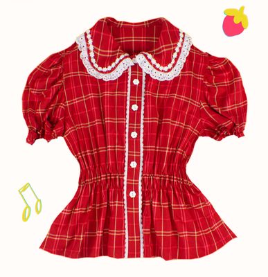 Happy tartan blouse short sleeves
